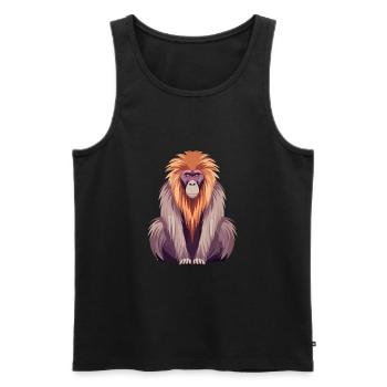 Babouin Aquarelle Colorée Dessin Animé Kawaii Animal - Débardeur bio Premium Homme - noir - Devant - AI Model Male 178 light (178cm)