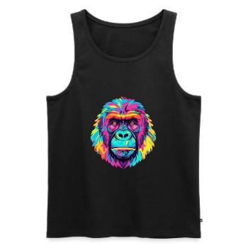 Gorilla Colorful Watercolor Cartoon Kawaii Animal - Men's Premium Organic Tank Top - black - Front - Michal (187cm)