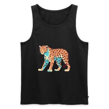 Jaguar Colorful Watercolor Cartoon Kawaii Animal - Men's Premium Organic Tank Top - black - Front - Michal (187cm)