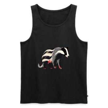 Blaireau Aquarelle Colorée Dessin Animé Kawaii Animal - Débardeur bio Premium Homme - noir - Devant - AI Model Male 178 light (178cm)