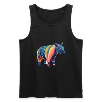 Tapir Colorful Watercolor Cartoon Kawaii Animal - Men's Premium Organic Tank Top - black - Front - Michal (187cm)