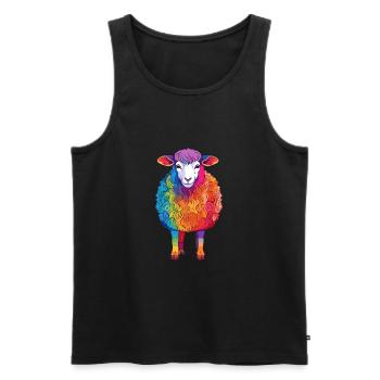Schaf Buntes Aquarell Cartoon Kawaii Tier - Männer Premium Bio Tank Top - Schwarz - Vorne - AI Model Male 178 light (178cm)