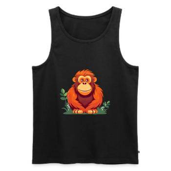 Orang-outan Aquarelle Colorée Dessin Animé Kawaii Anima - Débardeur bio Premium Homme - noir - Devant - Michal (187cm)
