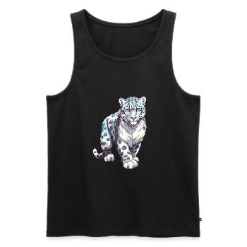 Snow Leopard Colorful Watercolor Cartoon Kawaii An - Men's Premium Organic Tank Top - black - Front - AI Model Male 178 light (178cm)