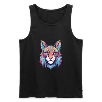 Lynx Colorful Watercolor Cartoon Kawaii Animal - Men's Premium Organic Tank Top - black - Front - Michal (187cm)