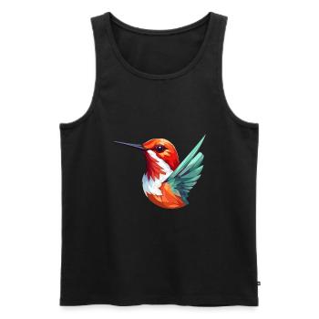 Colibri Oiseau Coloré Aquarelle Dessin Animé Kawaii An - Débardeur bio Premium Homme - noir - Devant - Michal (187cm)