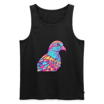 Colombe Aquarelle Colorée Dessin Animé Kawaii Animal - Débardeur bio Premium Homme - noir - Devant - Michal (187cm)