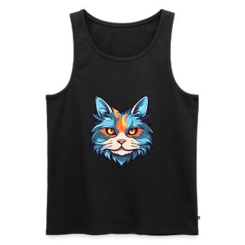 Katze buntes Aquarell Cartoon Kawaii Tier - Männer Premium Bio Tank Top - Schwarz - Vorne - Michal (187cm)