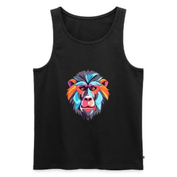 Babouin Aquarelle Colorée Dessin Animé Kawaii Animal - Débardeur bio Premium Homme - noir - Devant - AI Model Male 178 light (178cm)