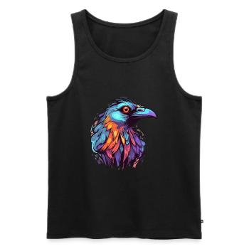 Crow Colorful Watercolor Cartoon Kawaii Animal - Men's Premium Organic Tank Top - black - Front - Michal (187cm)