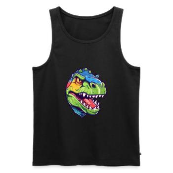 Dinosaure Aquarelle Colorée Dessin Animé Kawaii Animal - Débardeur bio Premium Homme - noir - Devant - Michal (187cm)