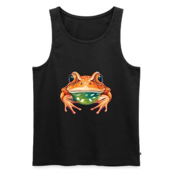 Grenouille Aquarelle Colorée Dessin Animé Kawaii Animal - Débardeur bio Premium Homme - noir - Devant - Michal (187cm)