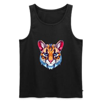 Ocelot Colorful Watercolor Cartoon Kawaii Animal - Men's Premium Organic Tank Top - black - Front - Michal (187cm)