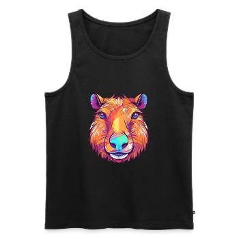 Capybara Buntes Aquarell Cartoon Kawaii Tier - Männer Premium Bio Tank Top - Schwarz - Vorne - AI Model Male 178 light (178cm)