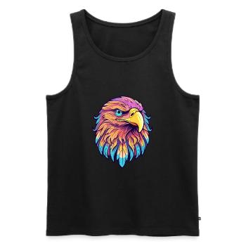 Aigle Aquarelle Colorée Dessin Animé Kawaii Animal - Débardeur bio Premium Homme - noir - Devant - Michal (187cm)