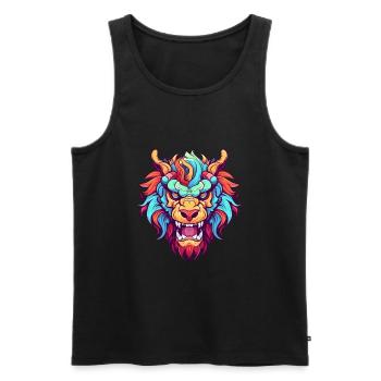 Chimère Aquarelle Colorée Dessin Animé Kawaii Animal - Débardeur bio Premium Homme - noir - Devant - Michal (187cm)