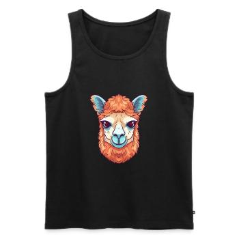 Alpaga Aquarelle Colorée Dessin Animé Kawaii Animal - Débardeur bio Premium Homme - noir - Devant - AI Model Male 178 light (178cm)
