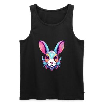 Lapin Aquarelle Colorée Dessin Animé Kawaii Animal - Débardeur bio Premium Homme - noir - Devant - Michal (187cm)