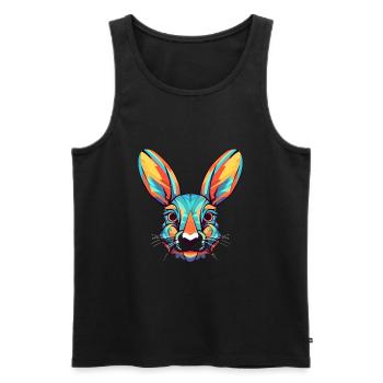 Rabbit Colorful Watercolor Cartoon Kawaii Animal - Men's Premium Organic Tank Top - black - Front - Michal (187cm)