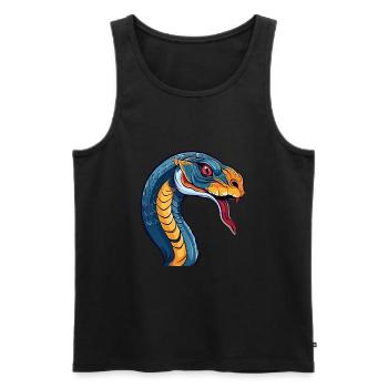 Cobra Aquarelle Colorée Dessin Animé Kawaii Animal - Débardeur bio Premium Homme - noir - Devant - Michal (187cm)
