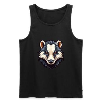 Blaireau Aquarelle Colorée Dessin Animé Kawaii Animal - Débardeur bio Premium Homme - noir - Devant - AI Model Male 178 light (178cm)