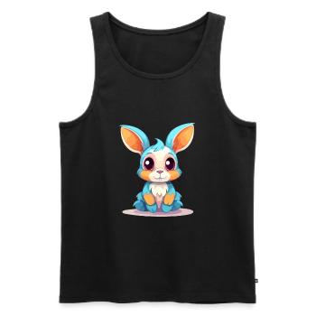 Rabbit Colorful Watercolor Cartoon Kawaii Animal - Men's Premium Organic Tank Top - black - Front - Michal (187cm)