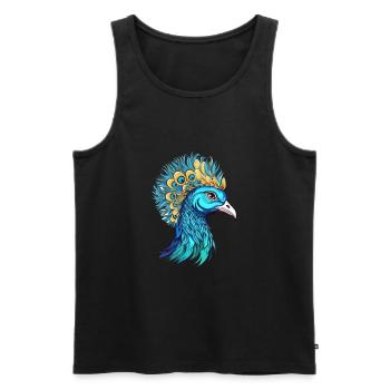 Pfau buntes Aquarell Cartoon Kawaii Tier - Männer Premium Bio Tank Top - Schwarz - Vorne - Michal (187cm)