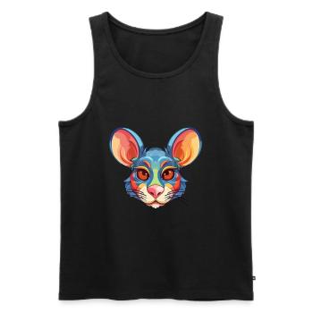 Mouse Colorful Watercolor Cartoon Kawaii Animal - Men's Premium Organic Tank Top - black - Front - Michal (187cm)