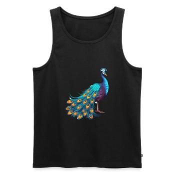 Pfau buntes Aquarell Cartoon Kawaii Tier - Männer Premium Bio Tank Top - Schwarz - Vorne - Michal (187cm)