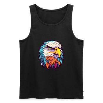 Aigle Aquarelle Colorée Dessin Animé Kawaii Animal - Débardeur bio Premium Homme - noir - Devant - Michal (187cm)
