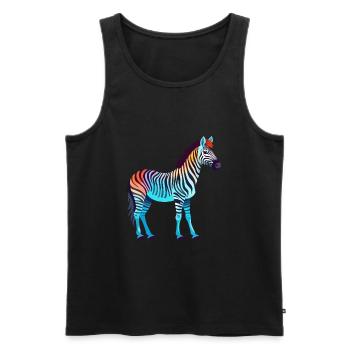 Zebra buntes Aquarell Cartoon Kawaii Tier - Männer Premium Bio Tank Top - Schwarz - Vorne - Michal (187cm)