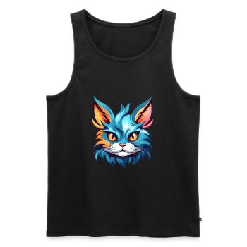 Chaton coloré aquarelle dessin animé kawaii animal - Débardeur bio Premium Homme - noir - Devant - Michal (187cm)
