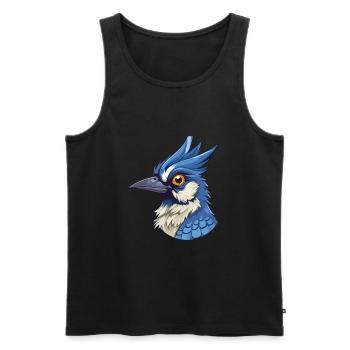 Blue Jay Colorful Watercolor Cartoon Kawaii Animal - Men's Premium Organic Tank Top - black - Front - AI Model Male 178 light (178cm)