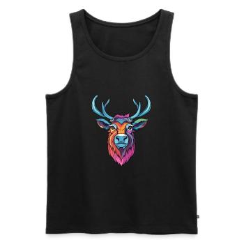 Karibu buntes Aquarell Cartoon Kawaii Tier - Männer Premium Bio Tank Top - Schwarz - Vorne - AI Model Male 178 light (178cm)