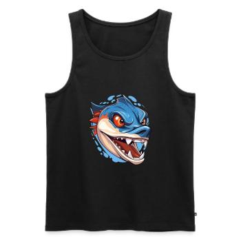 Barracuda Aquarelle Colorée Dessin Animé Kawaii Anima - Débardeur bio Premium Homme - noir - Devant - AI Model Male 178 light (178cm)