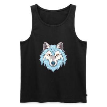 Arktischer Wolf Bunte Aquarell-Karikatur Kawaii Ani - Männer Premium Bio Tank Top - Schwarz - Vorne - AI Model Male 178 light (178cm)
