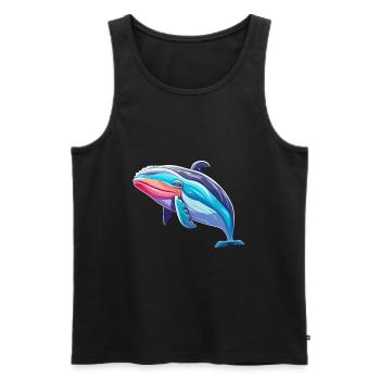 Wal bunte Aquarell-Karikatur Kawaii-Tier - Männer Premium Bio Tank Top - Schwarz - Vorne - Michal (187cm)