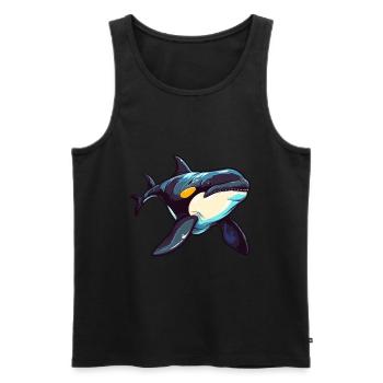 Orca Colorful Watercolor Cartoon Kawaii Animal - Men's Premium Organic Tank Top - black - Front - Michal (187cm)