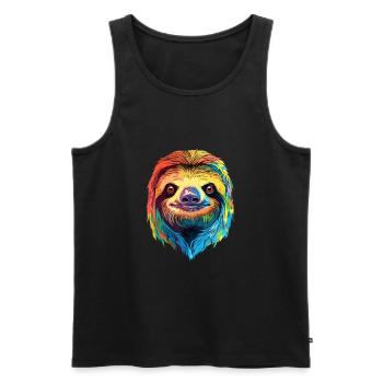 Faultier buntes Aquarell Cartoon Kawaii Tier - Männer Premium Bio Tank Top - Schwarz - Vorne - AI Model Male 178 light (178cm)