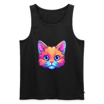 Chaton coloré aquarelle dessin animé kawaii animal - Débardeur bio Premium Homme - noir - Devant - Michal (187cm)