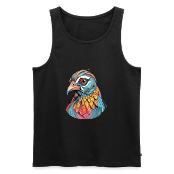 Rebhuhn bunte Aquarell-Karikatur Kawaii Anima - Männer Premium Bio Tank Top - Schwarz - Vorne - AI Model Male 178 light (178cm)