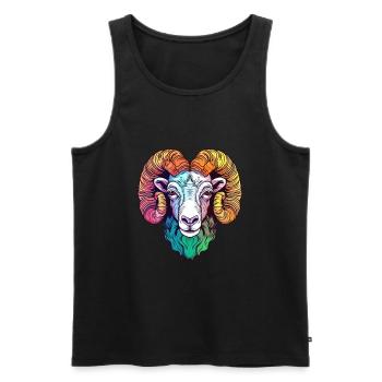 Ram Colorful Watercolor Cartoon Kawaii Animal - Men's Premium Organic Tank Top - black - Front - AI Model Male 178 light (178cm)