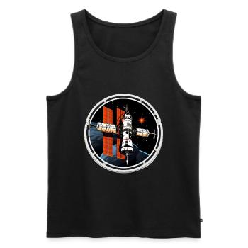 Space Satellite - Men's Premium Organic Tank Top - black - Front - AI Model Male 178 light (178cm)