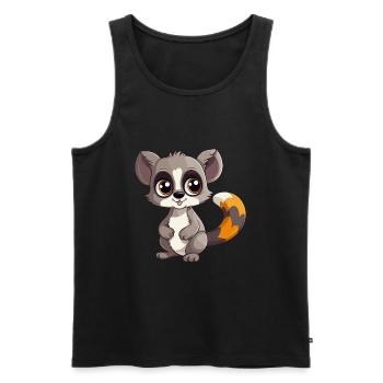 Lemur Cute Cartoon Kawaii Watercolor Animal Pet - Men's Premium Organic Tank Top - black - Front - Michal (187cm)