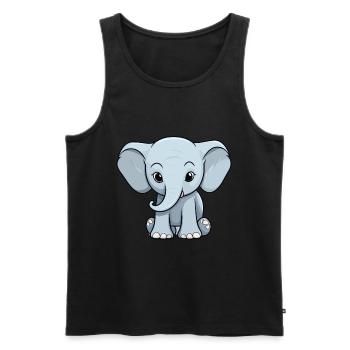 Elephant Cute Cartoon Kawaii Watercolor Animal Pet - Men's Premium Organic Tank Top - black - Front - Michal (187cm)
