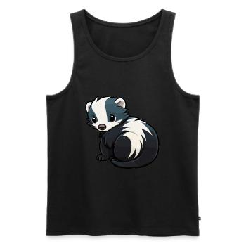 Skunk Mignon Dessin Animé Kawaii Aquarelle Animal De Compagnie - Débardeur bio Premium Homme - noir - Devant - AI Model Male 178 light (178cm)