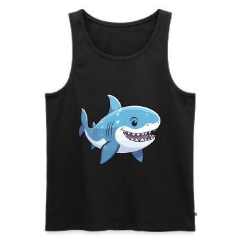 Requin mignon dessin animé kawaii aquarelle Animal de compagnie - Débardeur bio Premium Homme - noir - Devant - Michal (187cm)