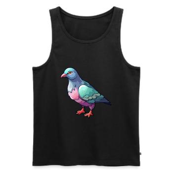 Pigeon Mignon Dessin Animé Kawaii Aquarelle Animal De Compagnie - Débardeur bio Premium Homme - noir - Devant - Michal (187cm)