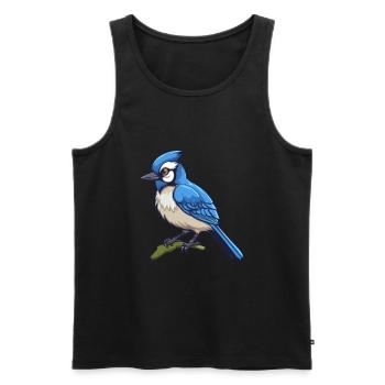 Blauer Eichelhäher Vogel Niedliche Karikatur Kawaii Aquarell Anima - Männer Premium Bio Tank Top - Schwarz - Vorne - AI Model Male 178 light (178cm)