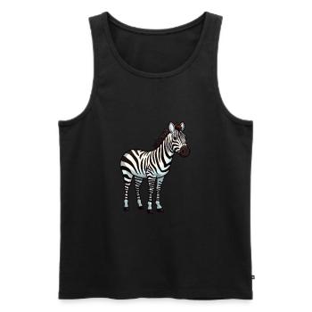 Zebra Cute Cartoon Kawaii Watercolor Animal Pet - Men's Premium Organic Tank Top - black - Front - Michal (187cm)